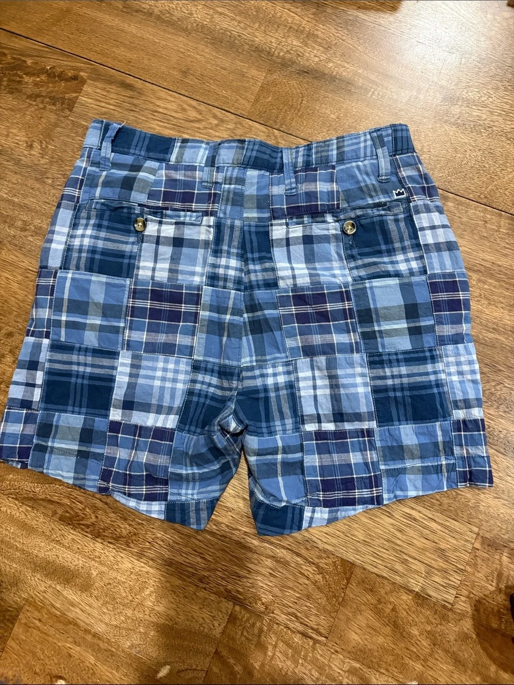 Crown & ivy shorts motion stretch 30W  blue madras plaid